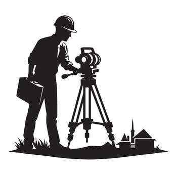 Silhouette Surveyor Illustration Land Surveying and Topography Expert vector