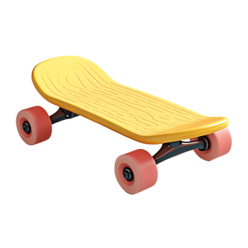 Yellow Skateboard with Red Wheels png