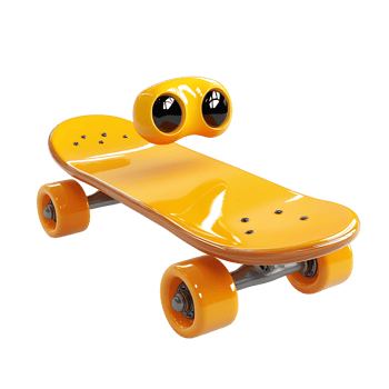 Futuristic Orange Skateboard with Robotic Eye png