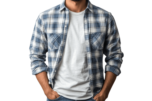 Man with casual fashion clothes isolated on black background, cut out transparent png