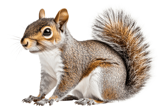 Squirrel portrait, fluffy tail, cute rodent, wildlife, animal, cutout transparent png