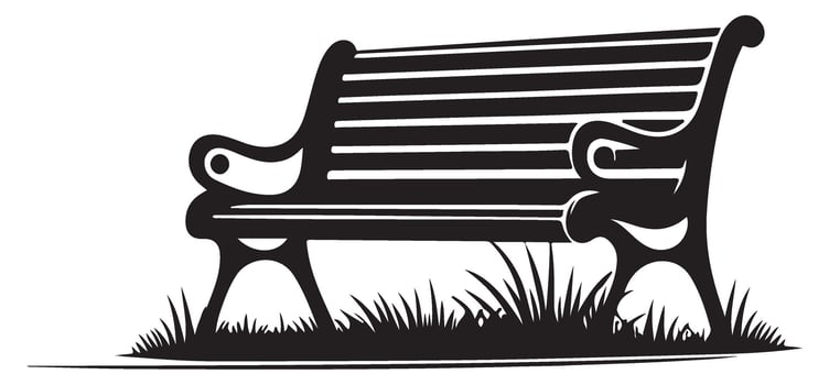 Park Bench with Grass Silhouette for Landscape Design Projects vector