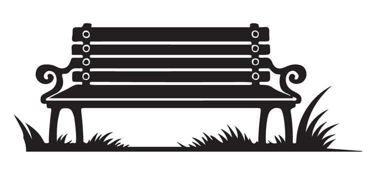 Park Bench with Grass Silhouette Illustration for Recreation Areas vector