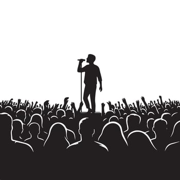 Captivating Concert Crowd Silhouette Illustration Celebrating Music and Entertainment vector