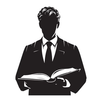 Silhouette of Man Holding Book Symbol of Knowledge and Wisdom vector