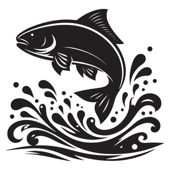 Silhouette Jumping Fish Illustration Water Splash Animation vector