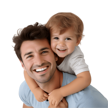Joyful father and child playtime park portrait bright day close-up family bonding png