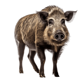 Wild boar displaying sharp tusks in its natural habitat wildlife photography forest environment close-up view png