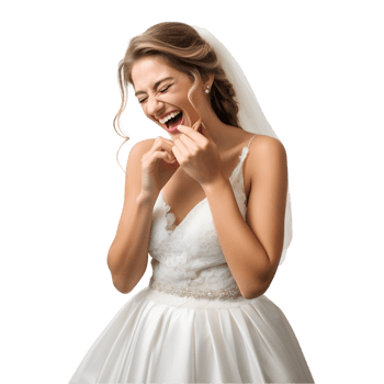 Bride in wedding dress gazes at engagement ring romantic setting emotive portrait joyful vibe close-up focus png