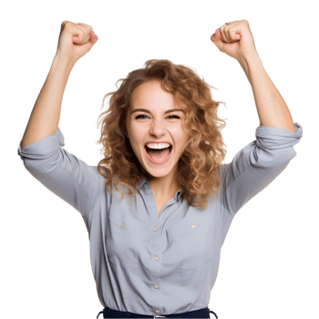 Triumphant woman celebrating victory outdoors joyful expression in natural light empowerment concept png
