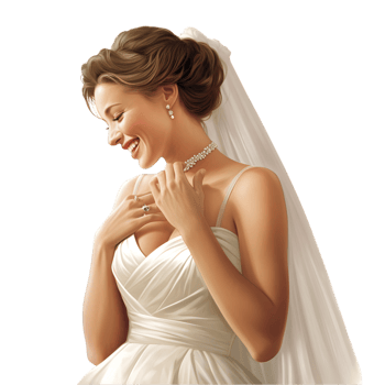 Bride admiring her engagement ring romantic venue portrait photography elegant setting close-up wedding concept png