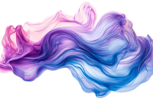 Flowing fluid with purple, pink, and blue hues, cut out transparent png