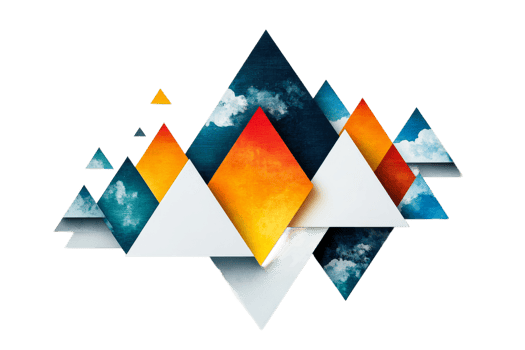 Triangle pattern with texture and color, cut out transparent png