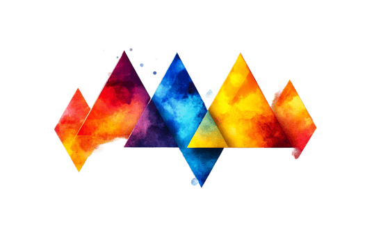 Watercolor Triangles Abstract Colorful Design, cut out transparent png