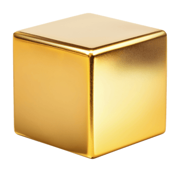 Shiny gold cube isolated on a transparent background png