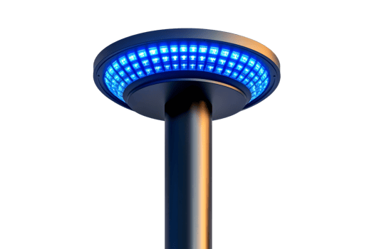 Futuristic Light Fixture with Blue LEDs on Black, cut out transparent png