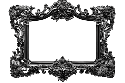 Ornate Baroque Frame with Intricate Details, Cut Out Transparent png