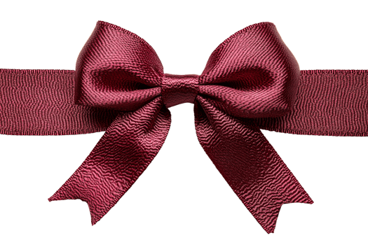 Elegant Maroon Ribbon Bow Design, cut out transparent png