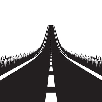 Perspective View of a Long Road Silhouette Illustration vector
