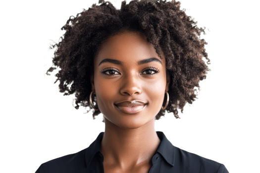 Confident portrait of African American woman with Afro, cut out transparent png