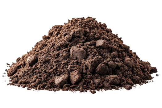 Rich pile of soil for planting, fertile ground, organic matter, cut out transparent png