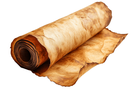 Old Rolled Parchment Scroll, antique manuscript, paper, cut out transparent png