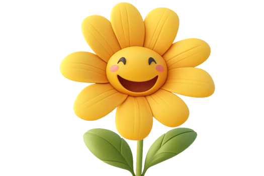 Smiling daisy flower with pink cheeks, cut out transparent png