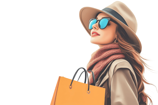 Woman wearing sunglasses with shopping bag, beauty, stylish, cut out transparent png
