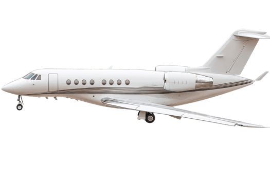 Sophisticated White Private Jet Ascending to New Heights, cut out transparent png