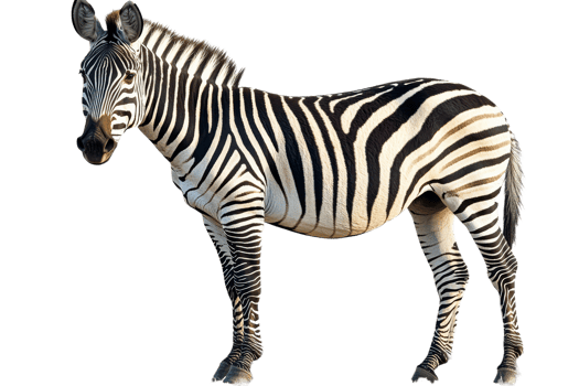Zebra isolated, animal striped, african wildlife, savanna herbivore, cut out transparent png