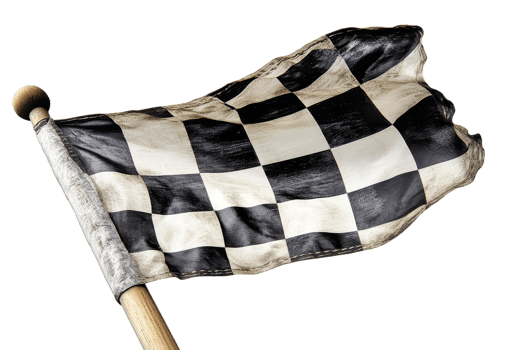 Checkered flag waving, vintage look, winner symbol, cut out transparent png