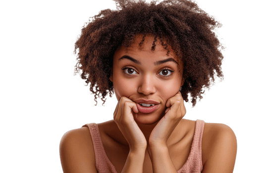 Portrait of African American woman with curly hair, cut out transparent png