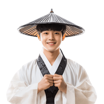Portrait of Smiling Young Man Wearing Traditional Korean Costume png