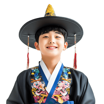 Joyful Korean Man in Traditional Hanbok Costume Celebrating png