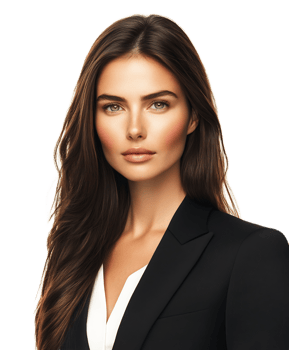 Confident and Poised Young Professional Businesswoman in Formal Attire Posing for Studio Portrait png
