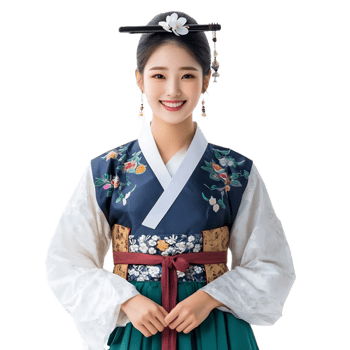 Portrait of Smiling Young Woman Wearing Traditional Korean Hanbok Costume png