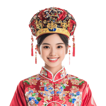 Radiant Young Woman Wearing Ornate Chinese Traditional Costume png