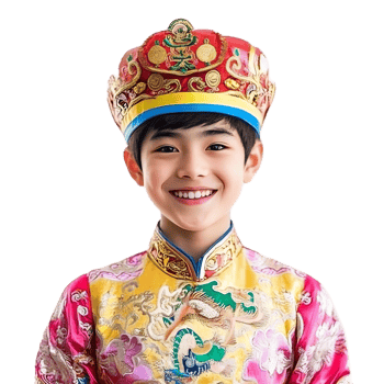 Joyful Young Chinese Person in Traditional Celebratory Costume png