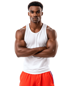 Portrait of Young Muscular African Man in Athletic Wear Posing in Studio png
