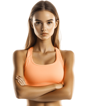 Confident and Determined Young Fitness Enthusiast Showcasing Her Strength and Athleticism png