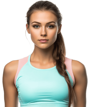 Confident Female Athlete with Flawless Complexion Exuding Strength and Motivation png