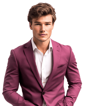 Confident young businessman in stylish suit posing for professional corporate portrait png