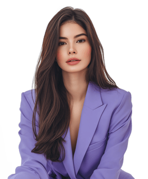Headshot Portrait of Confident Young Businesswoman in Lavender Suit Jacket png