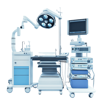 Medical equipment set up for surgery preparation in a sterile environment, Medical Equipment isolated on Transparent background png