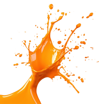 Vibrant orange paint splash creating dynamic patterns against a clean Transparent background, Orange Paint Splash on background png