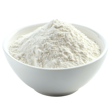 Flour piled high in a white bowl on a plain white background for culinary uses and baking preparations, Flour in a white bowl isolated on white background png