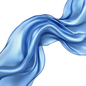Elegant blue silk fabric gracefully flowing on a white background creating a serene visual sensation, Elegant Blue Silk Fabric Flowing On white background png