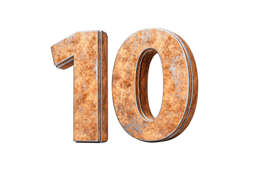 Number Ten 10 Digit Made Of Old Rusty Iron Metal Texture 3d Illustration png