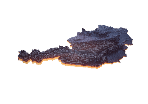 Austria map in monochrome with neon glow on a seamless pattern 3D illustration png