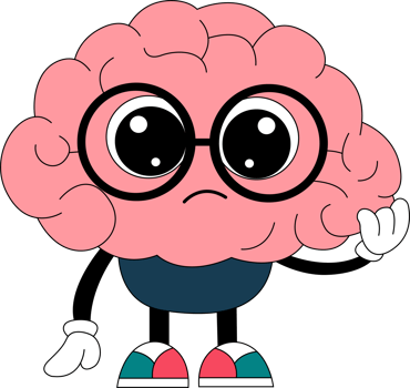 A cartoon brain with glasses and shoes png